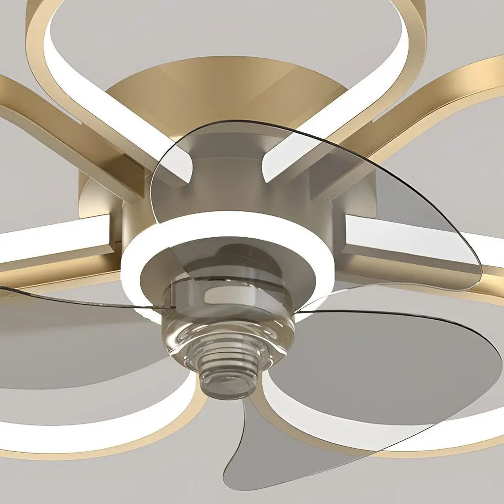 LED Flush Mount Ceiling Fan Lamp with Nordic Flower Design Luxe
