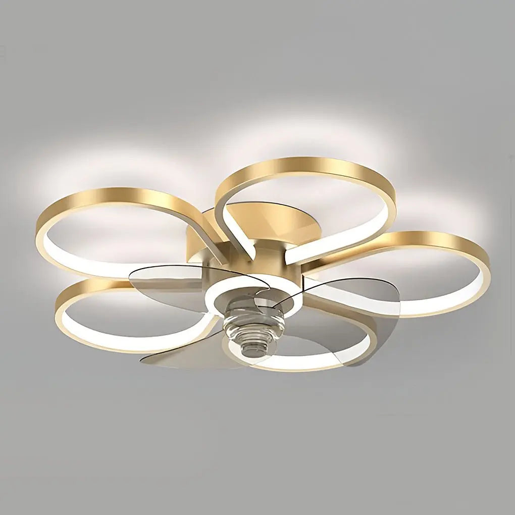 LED Flush Mount Ceiling Fan Lamp with Nordic Flower Design Luxe