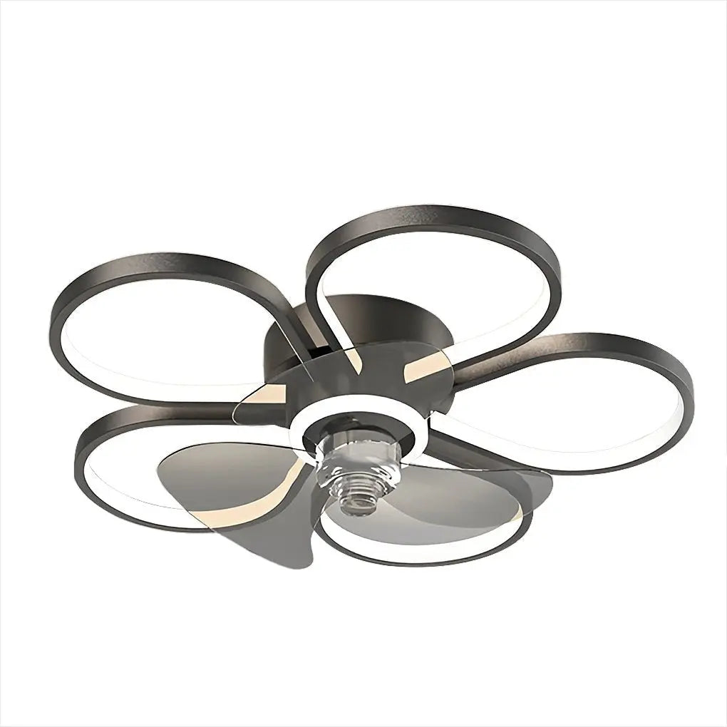 LED Flush Mount Ceiling Fan Lamp with Nordic Flower Design Luxe