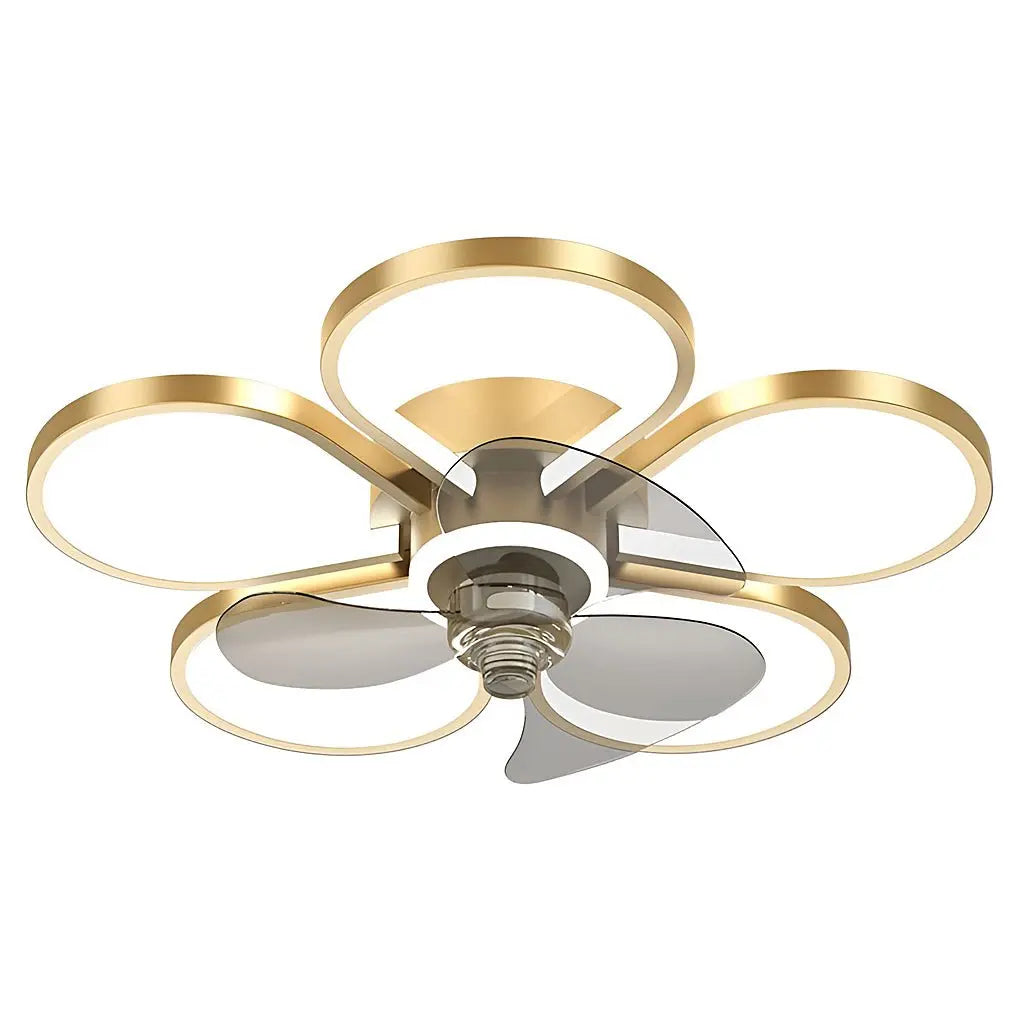LED Flush Mount Ceiling Fan Lamp with Nordic Flower Design Luxe