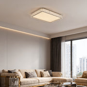 Crystal Flush-Mount Ceiling Light — Chrome Stainless Steel, LED, 3-Step Dimming (3000K/4500K/6000K), Round / Square / Rectangle