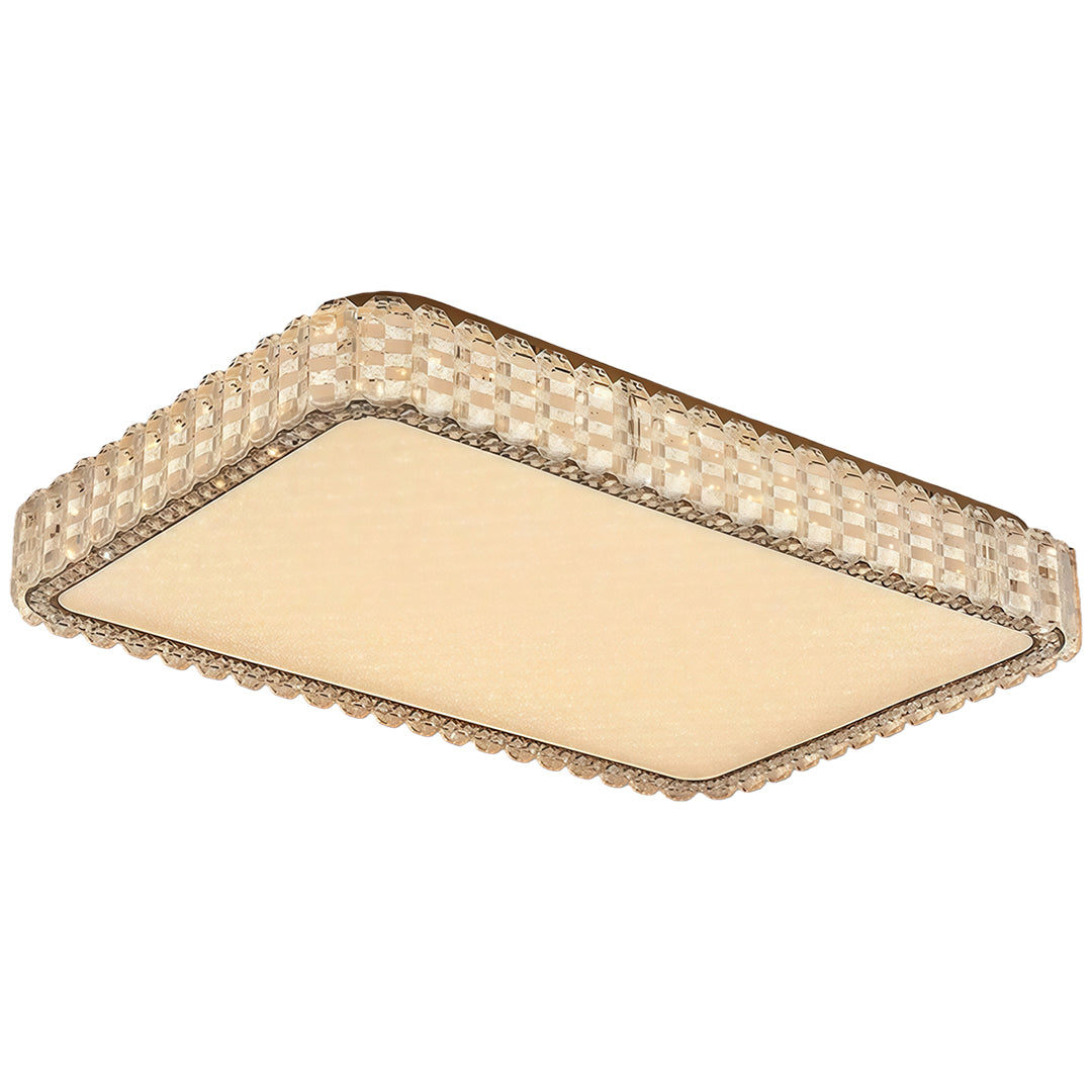 Crystal Flush-Mount Ceiling Light — Chrome Stainless Steel, LED, 3-Step Dimming (3000K/4500K/6000K), Round / Square / Rectangle
