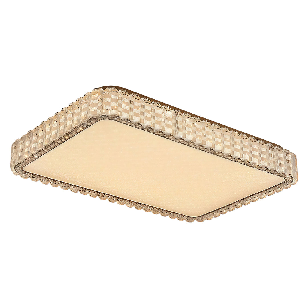 Crystal Flush-Mount Ceiling Light — Chrome Stainless Steel, LED, 3-Step Dimming (3000K/4500K/6000K), Round / Square / Rectangle