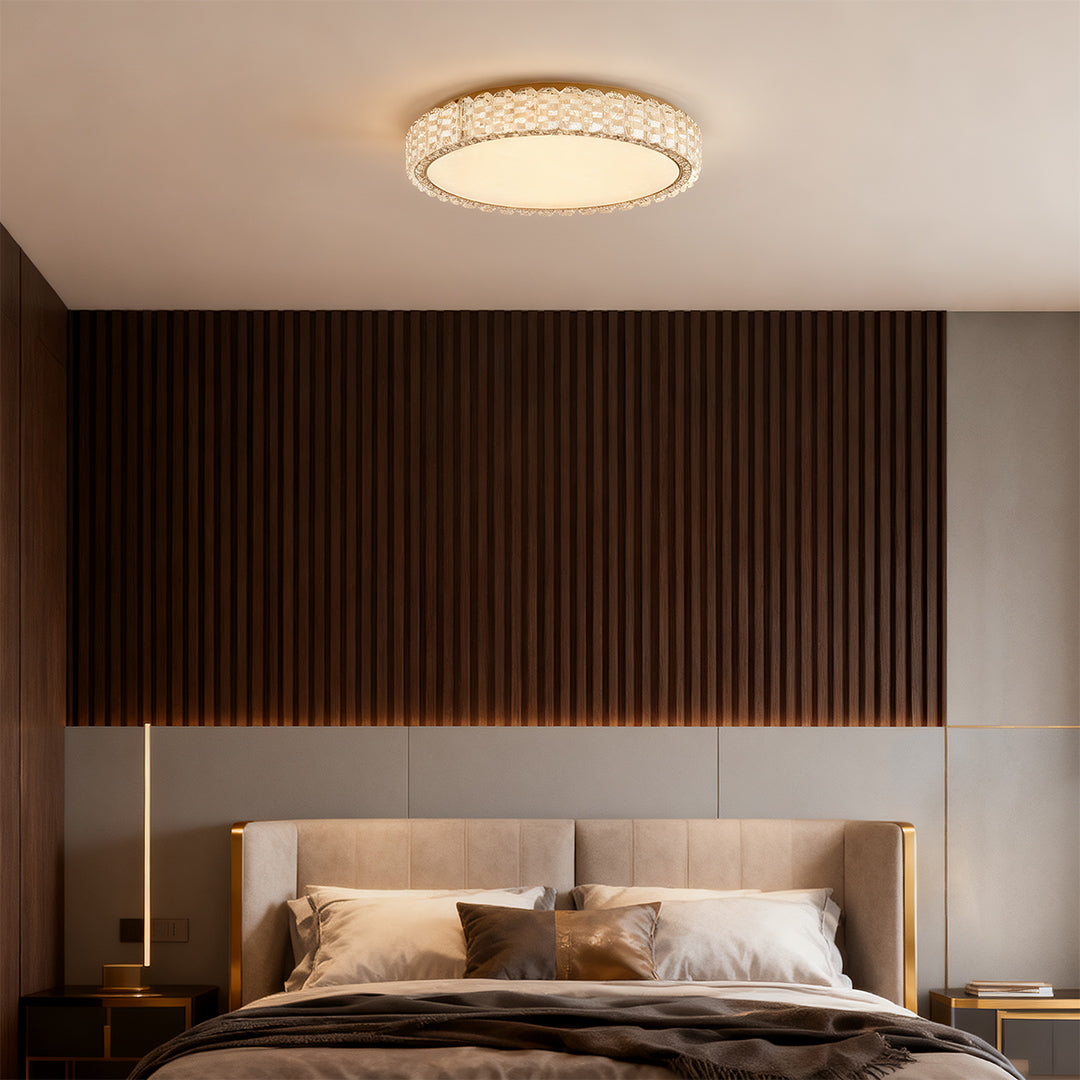 Crystal Flush-Mount Ceiling Light — Chrome Stainless Steel, LED, 3-Step Dimming (3000K/4500K/6000K), Round / Square / Rectangle