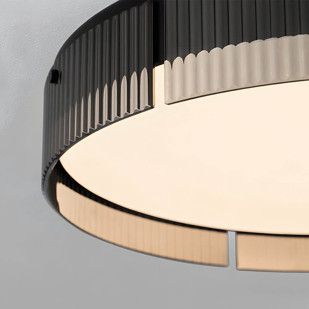 led flush mount ceiling light with round ribbed glass design