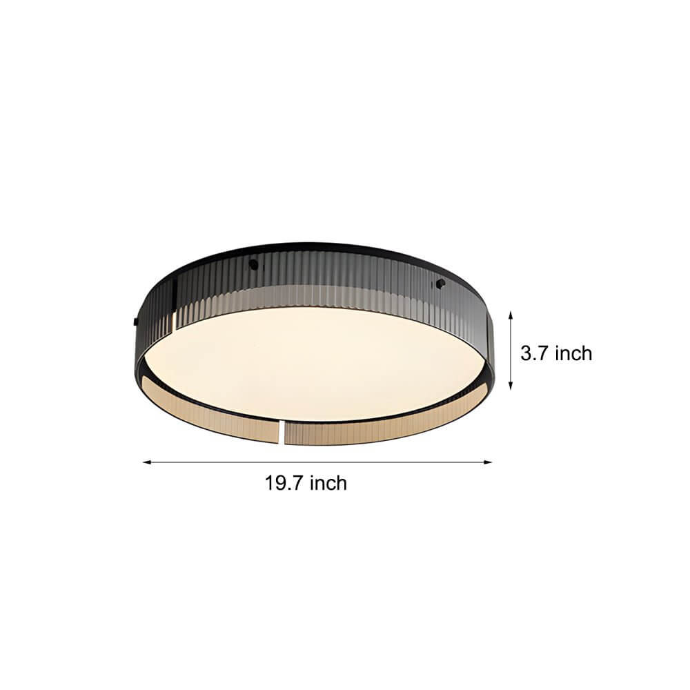 led flush mount ceiling light with round ribbed glass design