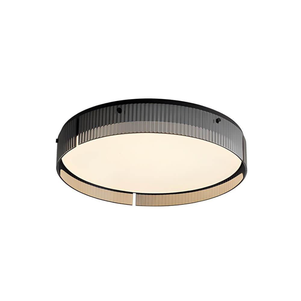 led flush mount ceiling light with round ribbed glass design