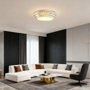 Crystal LED Flush-Mount Light — Chrome Steel, Full-Spectrum Eye-Protection, 3-Color Dimming, Round or Rectangular