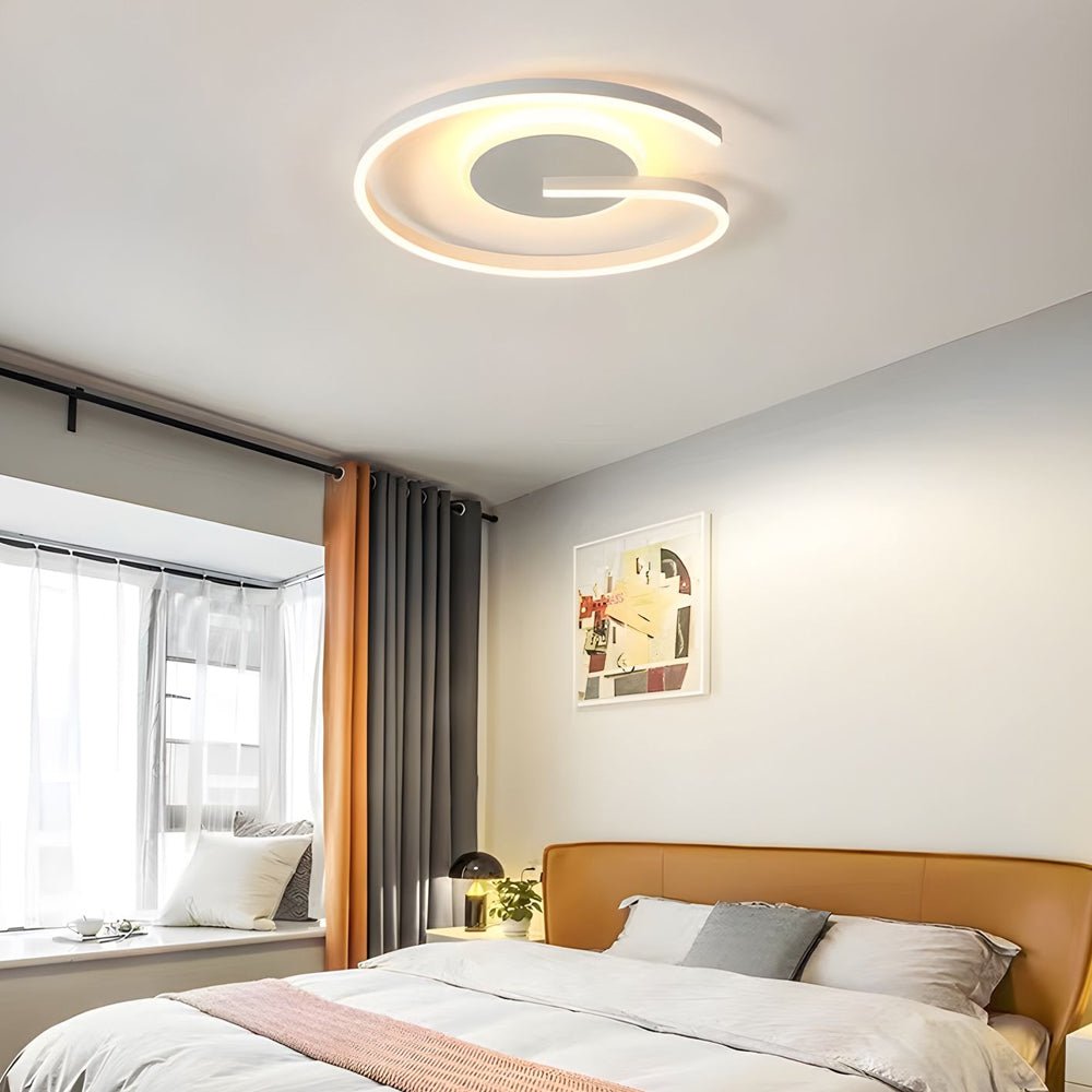 led flush mounted ceiling light white and black open ring circle design for bedroom