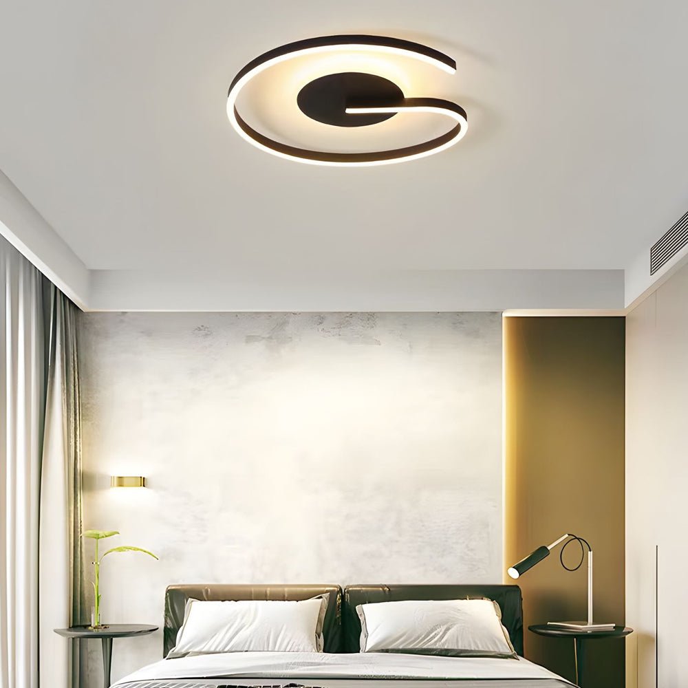 led flush mounted ceiling light white and black open ring circle design for bedroom