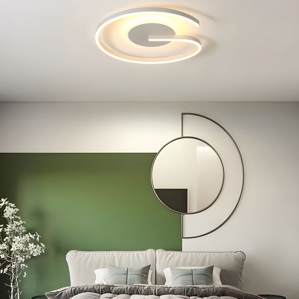 led flush mounted ceiling light white and black open ring circle design for bedroom