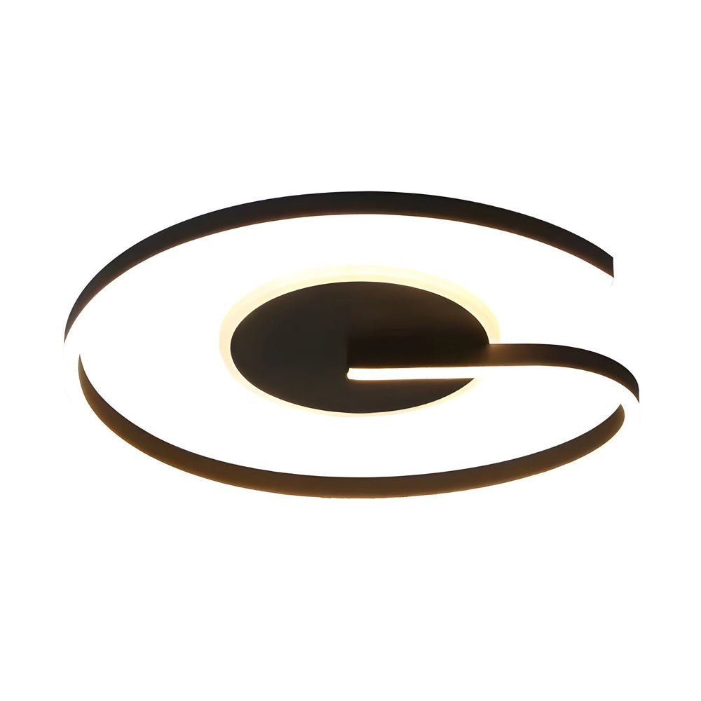 led flush mounted ceiling light white and black open ring circle design for bedroom