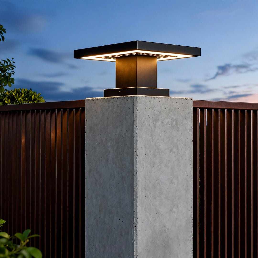 LED Gate & Fence Pillar Light — Die-Cast Aluminum, Solar or Hardwired, IP55, 4 Sizes