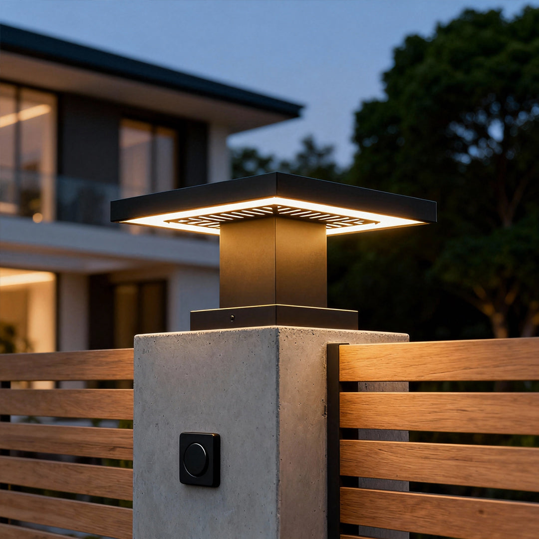 LED Gate & Fence Pillar Light — Die-Cast Aluminum, Solar or Hardwired, IP55, 4 Sizes