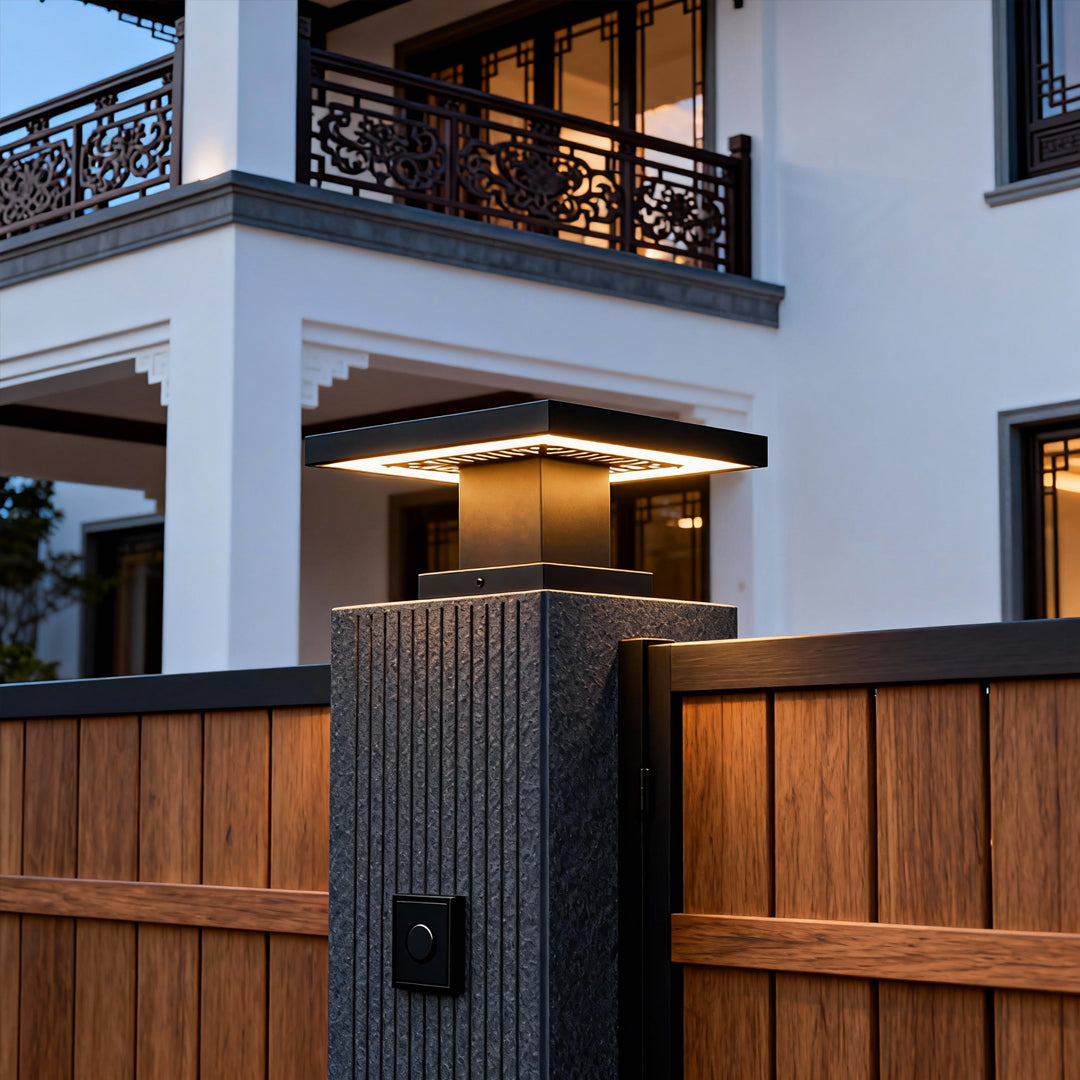 LED Gate & Fence Pillar Light — Die-Cast Aluminum, Solar or Hardwired, IP55, 4 Sizes