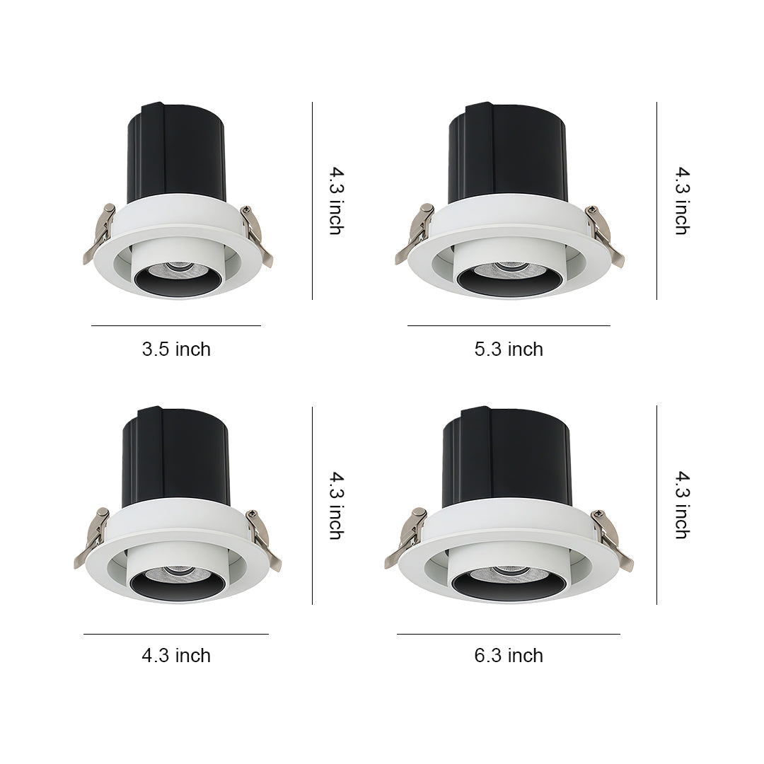 Extendable & Rotatable Recessed LED Spotlight — Aluminum & Acrylic, 12W–35W, Three-Color Dimming, 360° Rotation, Ra90