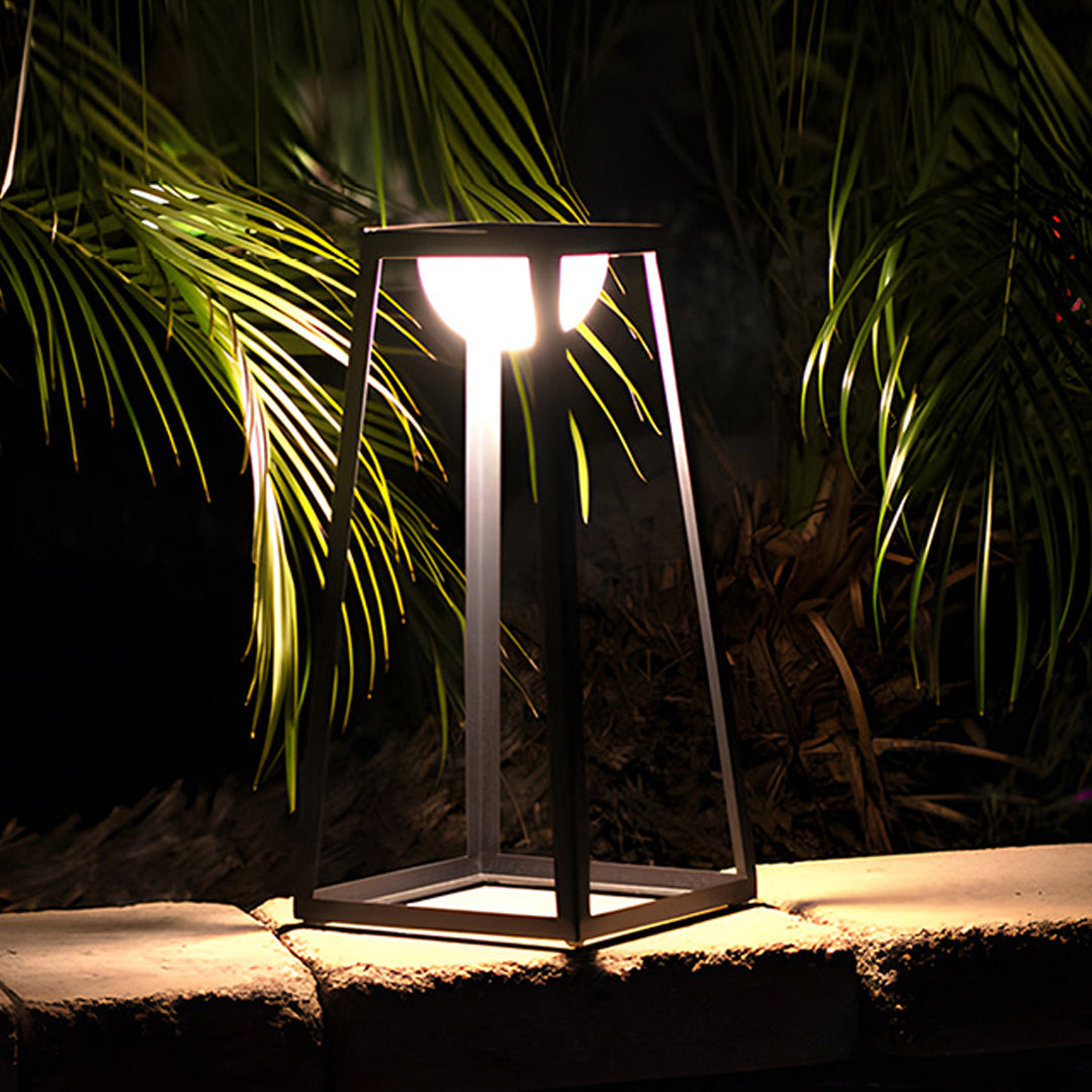 Minimalist Metal Frame Outdoor Floor Lantern — Stainless Steel & Acrylic, Solar / Hardwired, 3000K LED, IP65, 5W