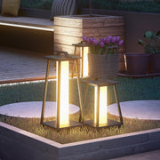 Japanese Tapered Outdoor Lantern — Wrought Iron & Acrylic, LED 3000K, IP54, Hardwired, 17.7" or 27.6"