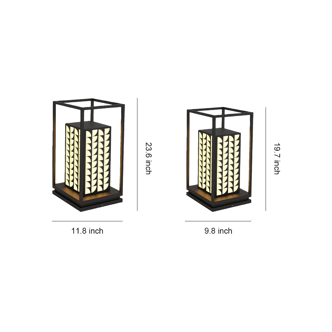 Modern LED Bollard Path Light — Black Stainless Steel, Acrylic Shade, Solar / Hardwired, IP65, 10000mAh