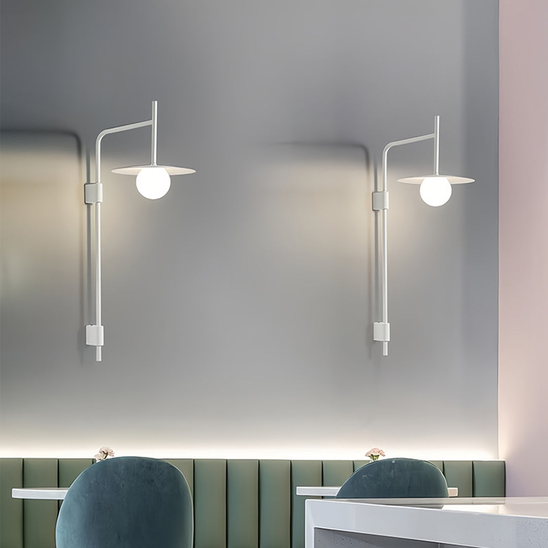 Modern Industrial Swing-Arm Wall Sconce — Frosted Glass, G9 LED, 12W Hardwired, Fixed or Adjustable