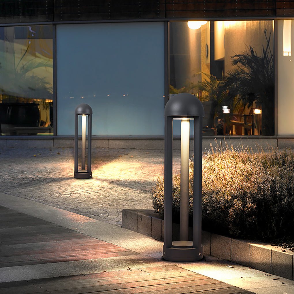 Decorative Column Bollard Light — Die-Cast Aluminum & Glass, COB LED 18W, 3000K, IP54 Weatherproof, 6" × 24"