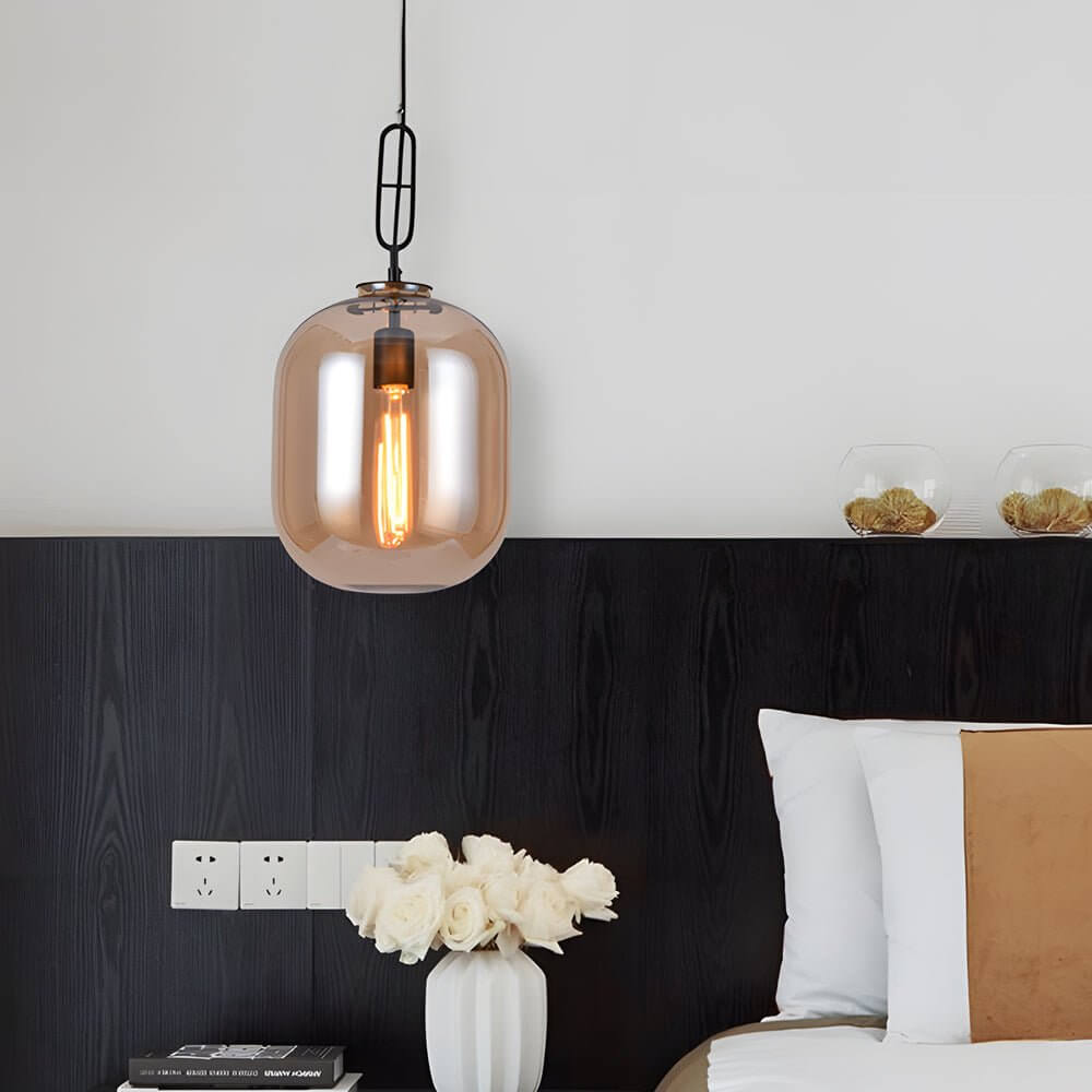 led pendant light with sleek industrial glass can design