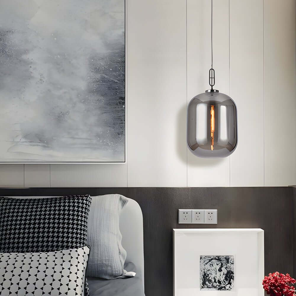 led pendant light with sleek industrial glass can design
