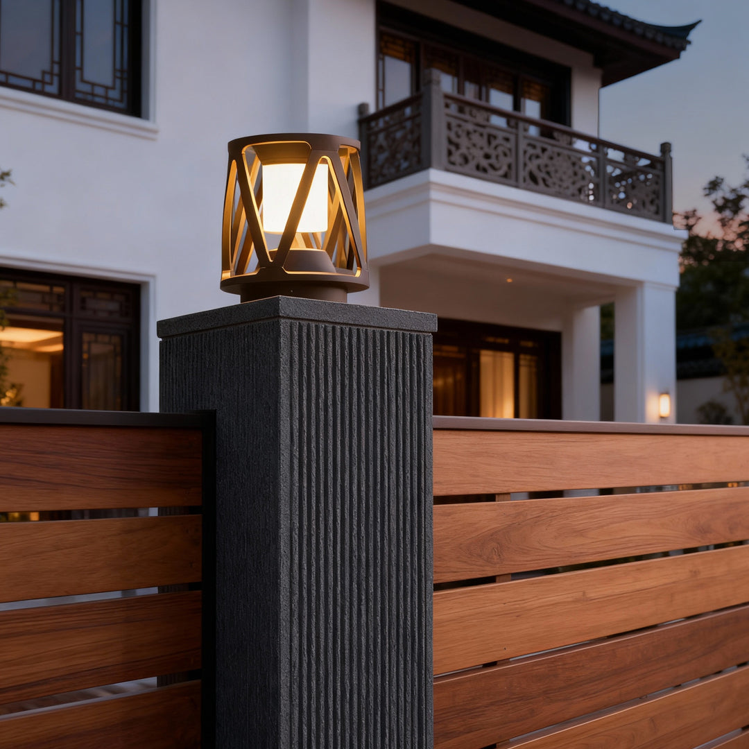 Bird's Nest Outdoor Pillar Light — Die-Cast Aluminum, LED, Solar / Hardwired, IP65, 3-Step Dimming