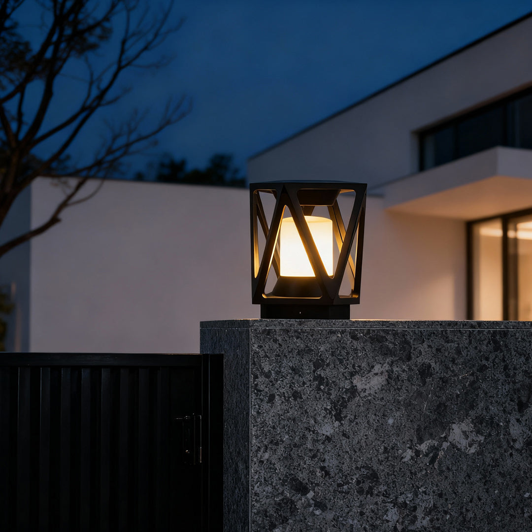 Bird's Nest Outdoor Pillar Light — Die-Cast Aluminum, LED, Solar / Hardwired, IP65, 3-Step Dimming