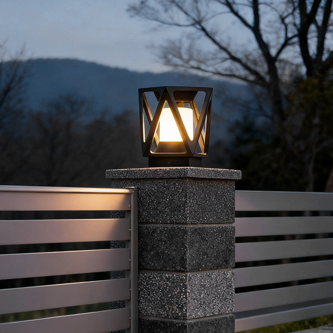 Bird's Nest Outdoor Pillar Light — Die-Cast Aluminum, LED, Solar / Hardwired, IP65, 3-Step Dimming