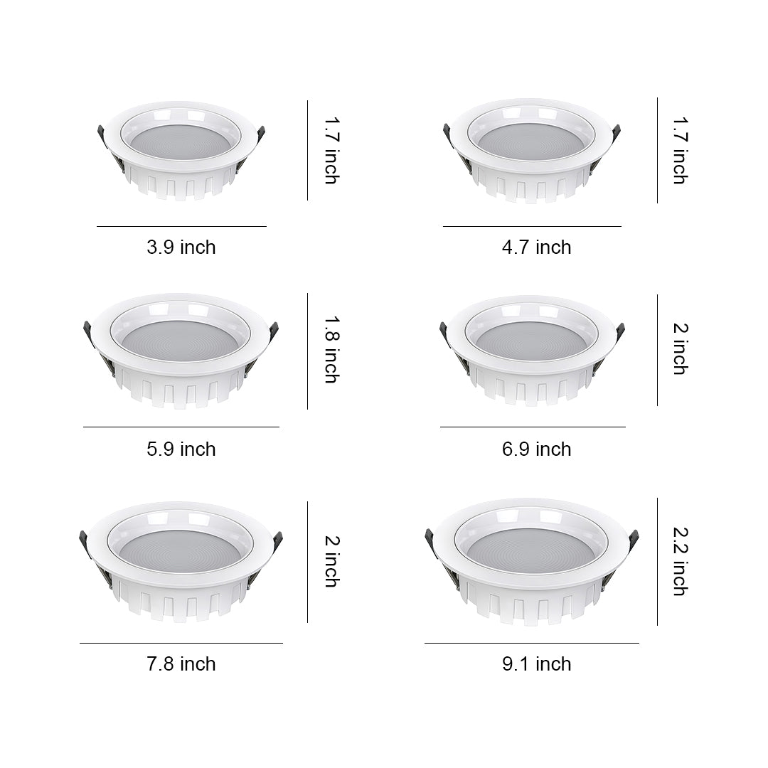 Anti-Glare LED Recessed Downlight — Aluminum & Acrylic, 2.5"–8", 12W–35W, 3000K / 4000K / 6000K