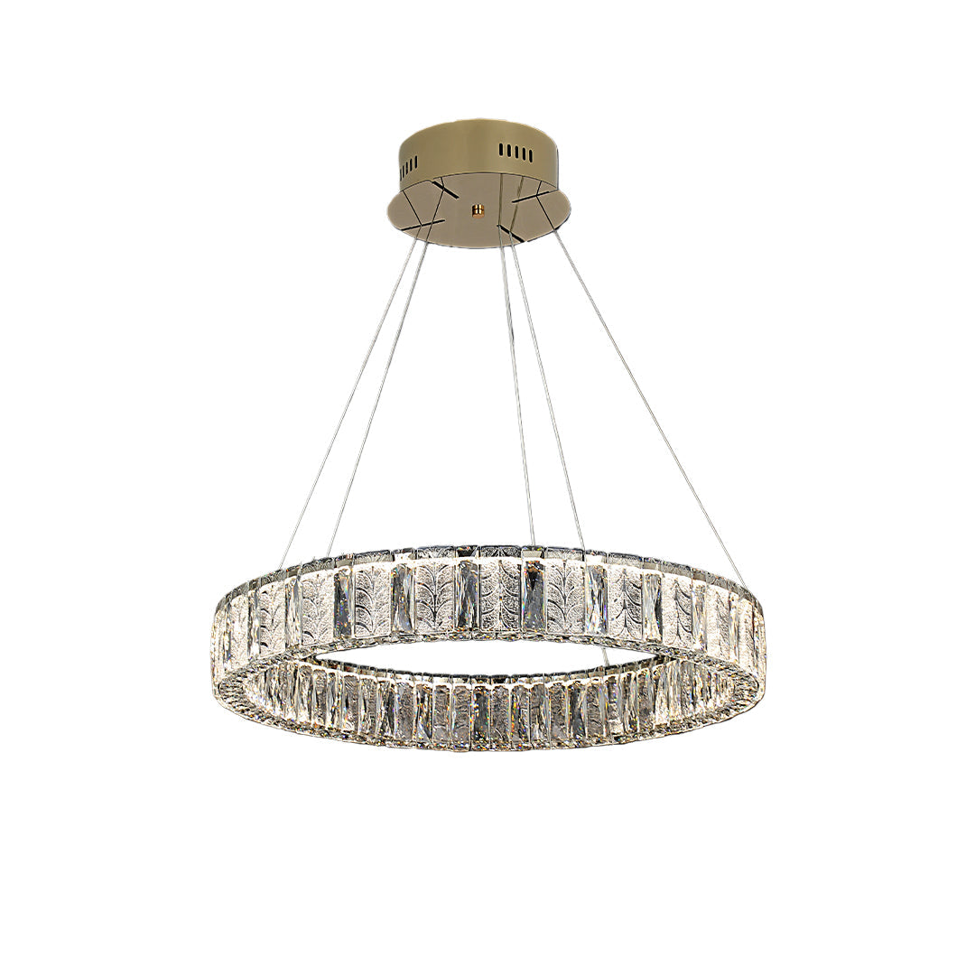 Ring LED Crystal Chandelier — Stainless Steel, Dual-Color 3000K/6000K, Single or Double Ring, 50–80cm