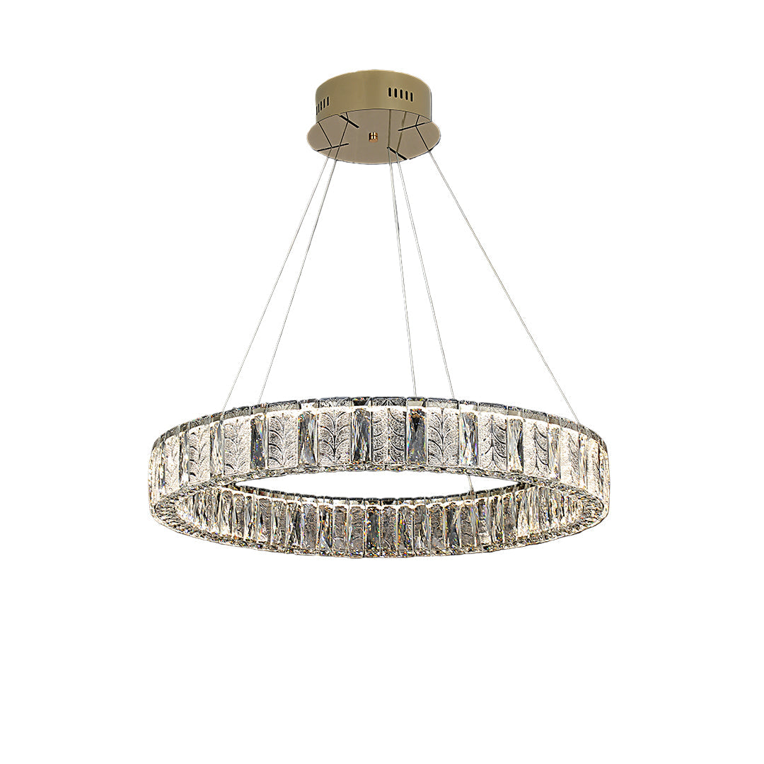 Ring LED Crystal Chandelier — Stainless Steel, Dual-Color 3000K/6000K, Single or Double Ring, 50–80cm