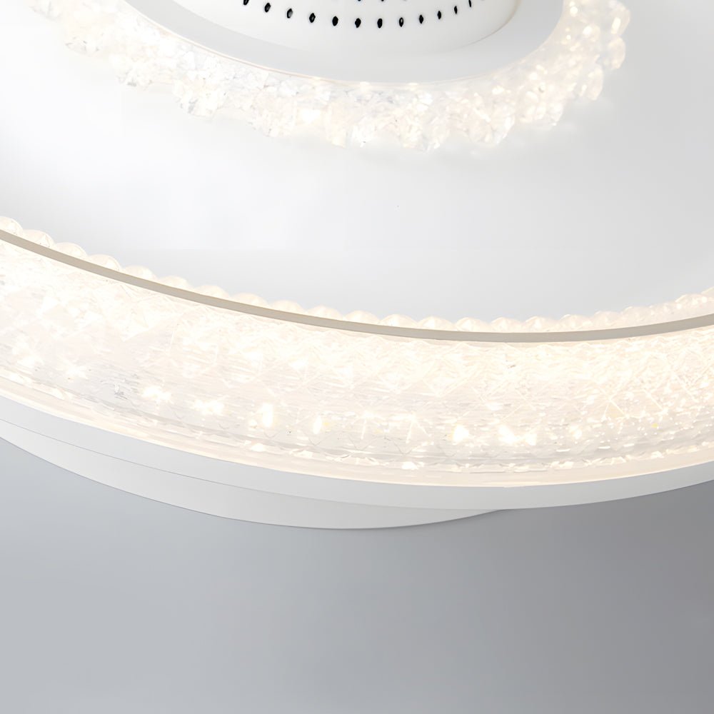 Round White LED Smart Bladeless Ceiling Fan with Dimmable Light