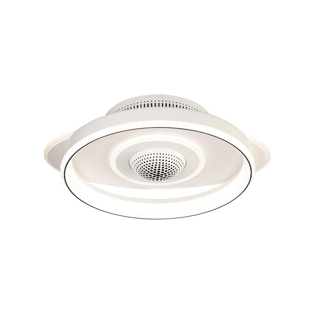 Round White LED Smart Bladeless Ceiling Fan with Dimmable Light