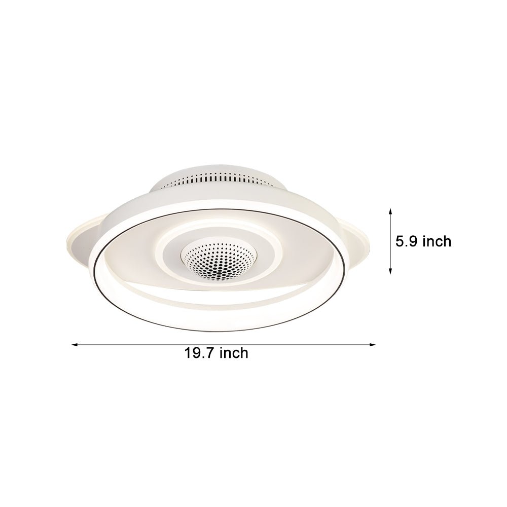 Round White LED Smart Bladeless Ceiling Fan with Dimmable Light
