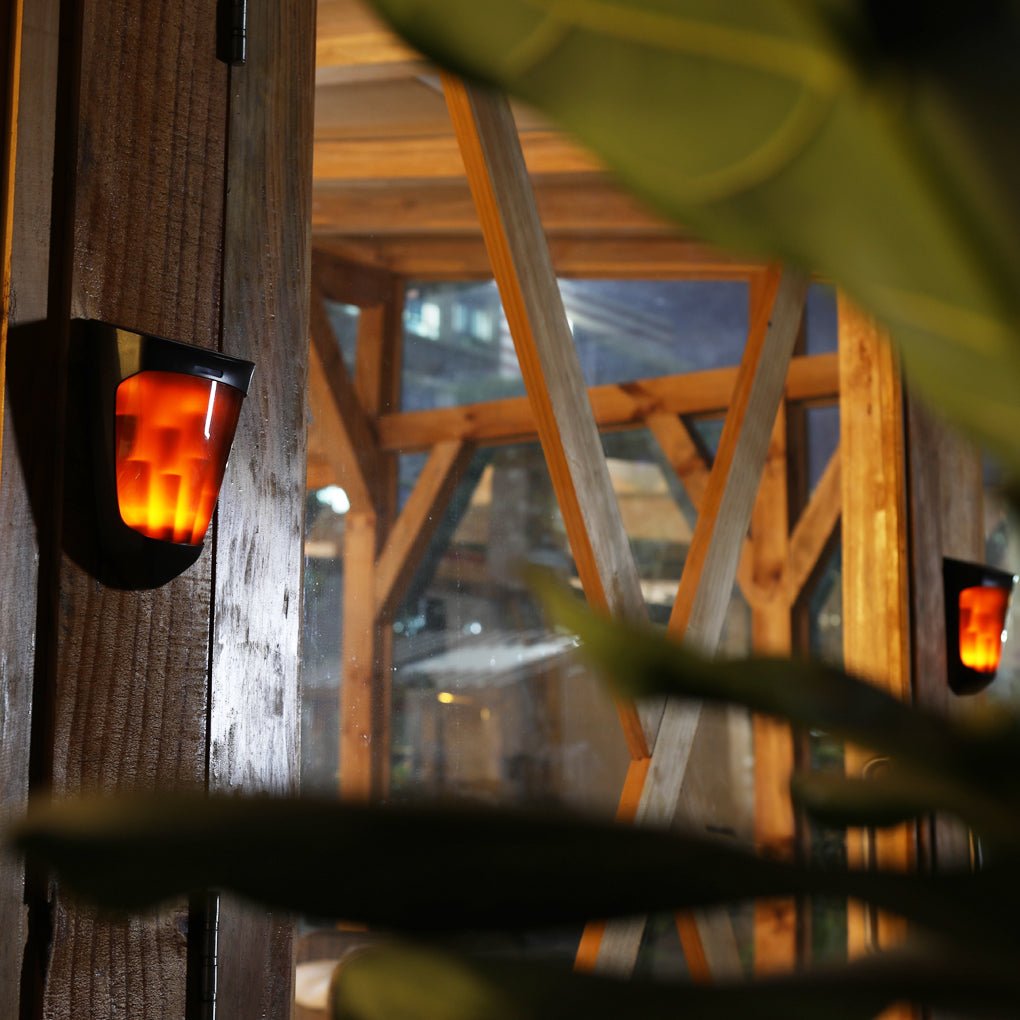 led solar energy outdoor wall lamp flame light wall sconce lighting
