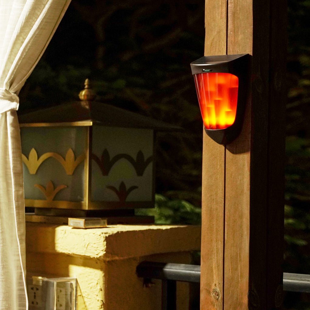 led solar energy outdoor wall lamp flame light wall sconce lighting
