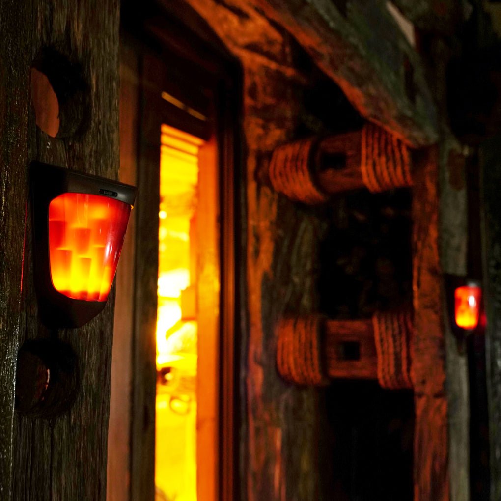 led solar energy outdoor wall lamp flame light wall sconce lighting