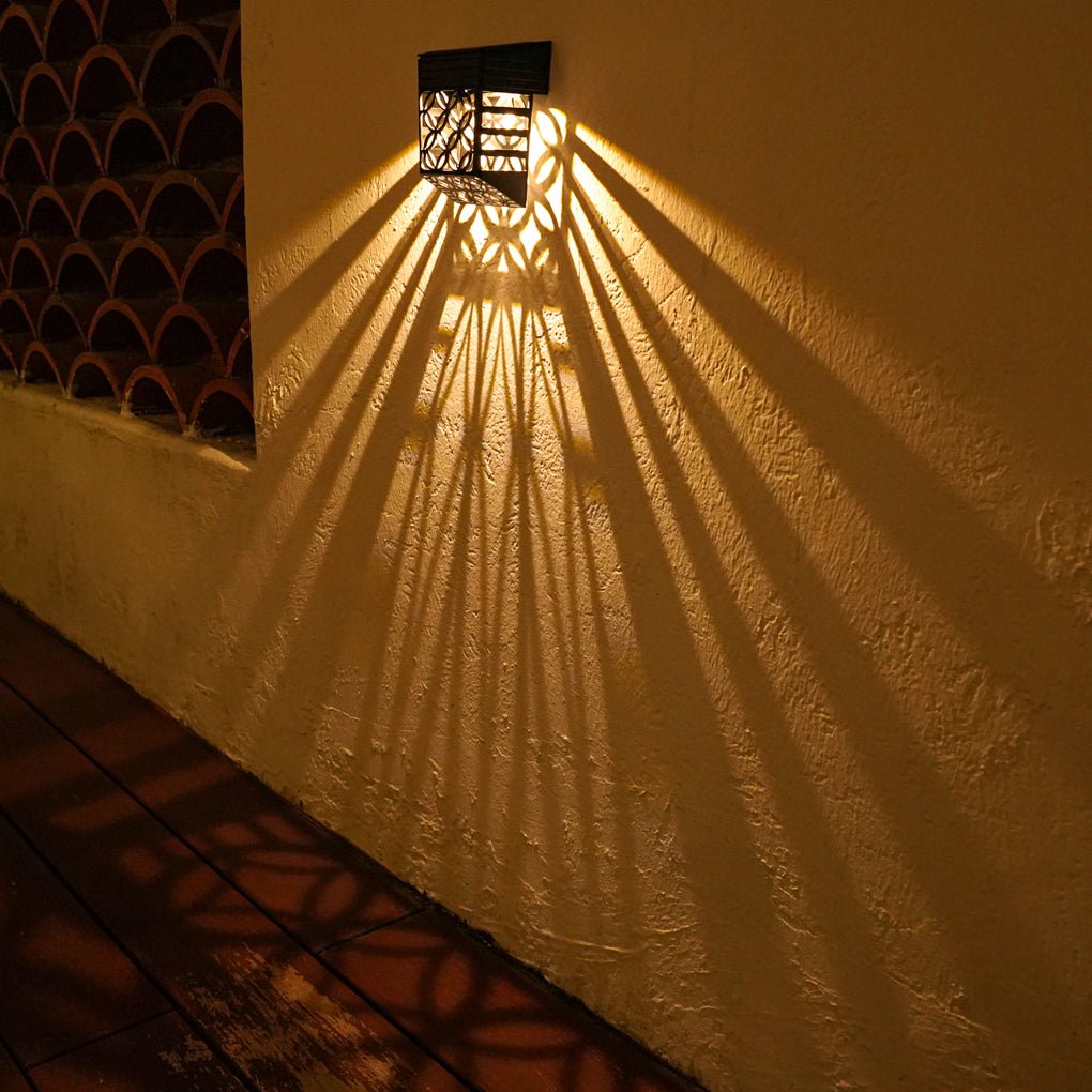 led solar hollow outdoor wall sconce garden fence wall lamp lighting