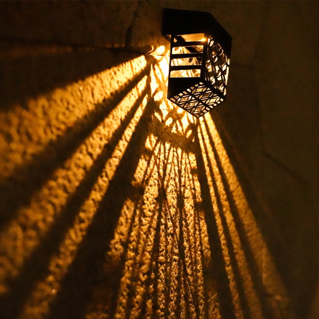 led solar hollow outdoor wall sconce garden fence wall lamp lighting