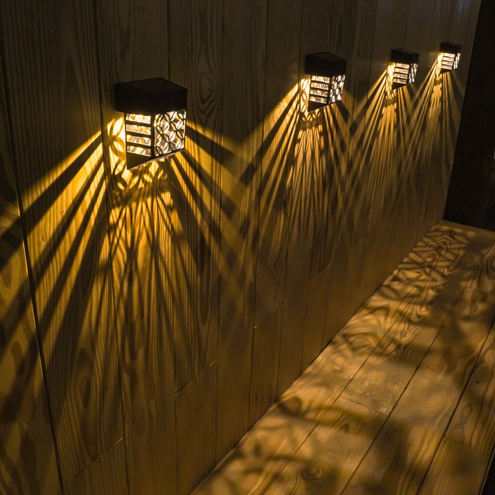 led solar hollow outdoor wall sconce garden fence wall lamp lighting