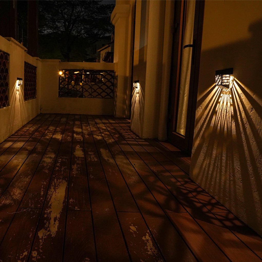 led solar hollow outdoor wall sconce garden fence wall lamp lighting