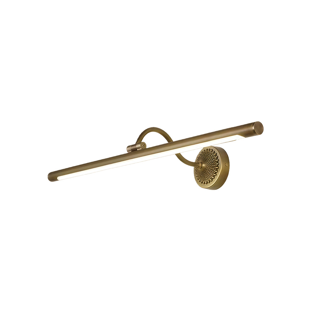 Retro Tube Vanity Light Bar — Full Copper, White Acrylic, LED 4000K, 240° Adjustable, 9W–16W, 17.7"–29.5"