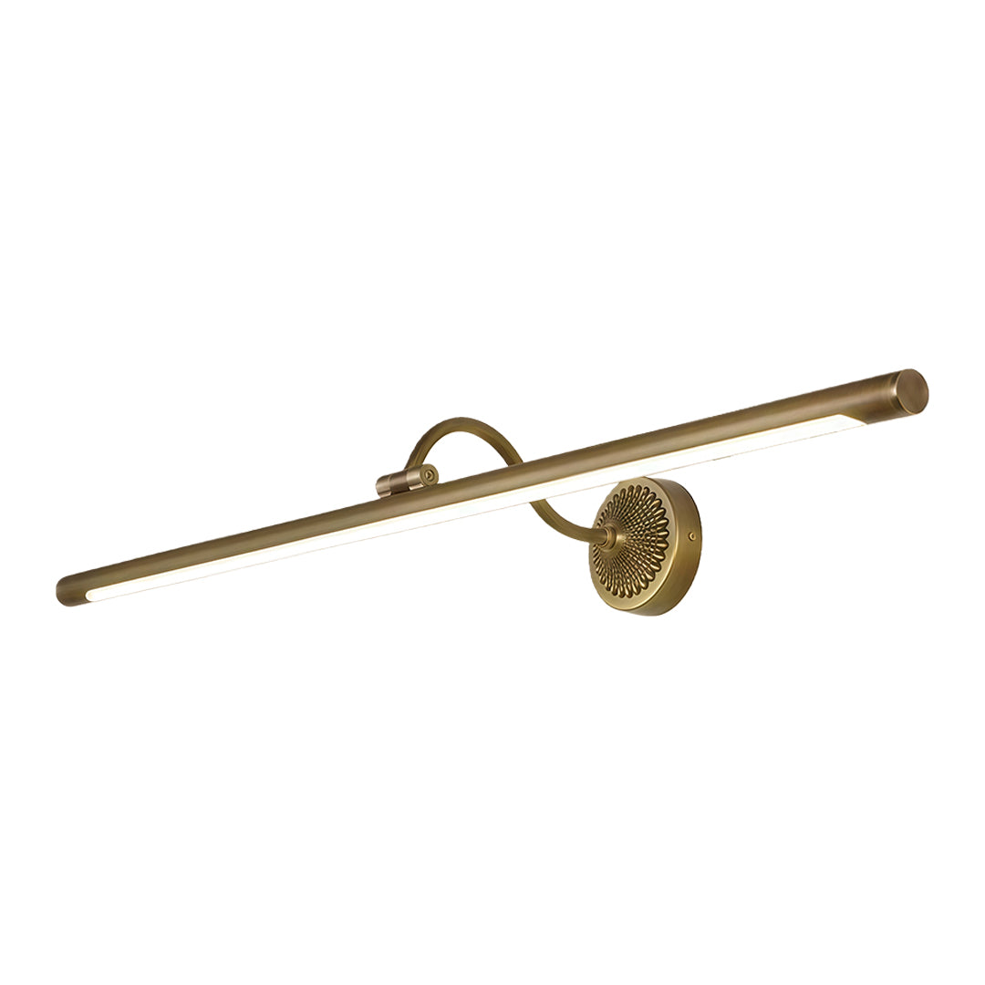 Retro Tube Vanity Light Bar — Full Copper, White Acrylic, LED 4000K, 240° Adjustable, 9W–16W, 17.7"–29.5"