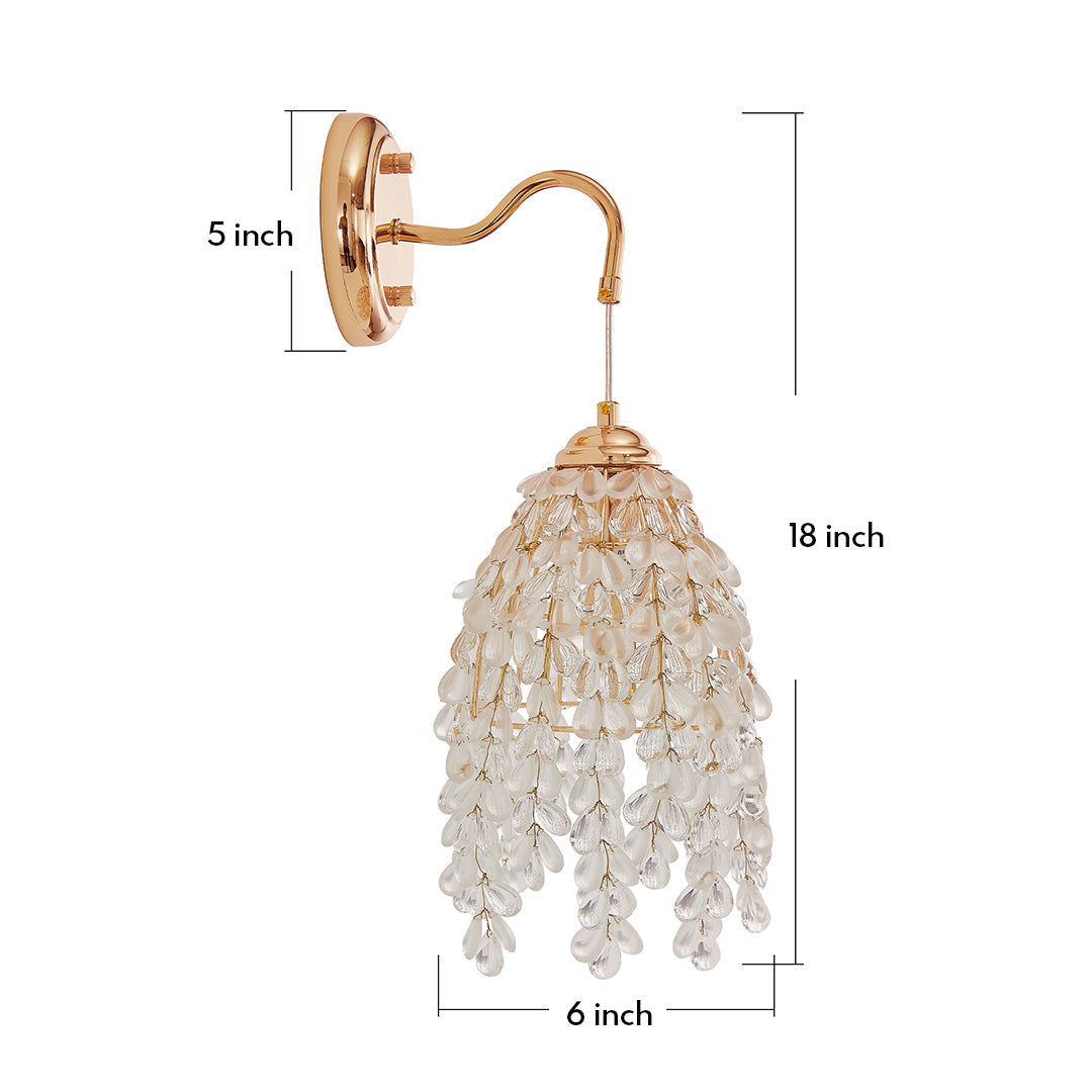 Minimalist Crystal Wall Sconce — Gold Metal, E12 Hardwired, 8.66" × 18.11"