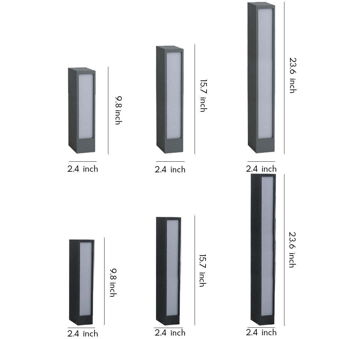 Modern Outdoor Bollard Light — Aluminum, LED, IP65 Weatherproof, 9.8"–23.6"
