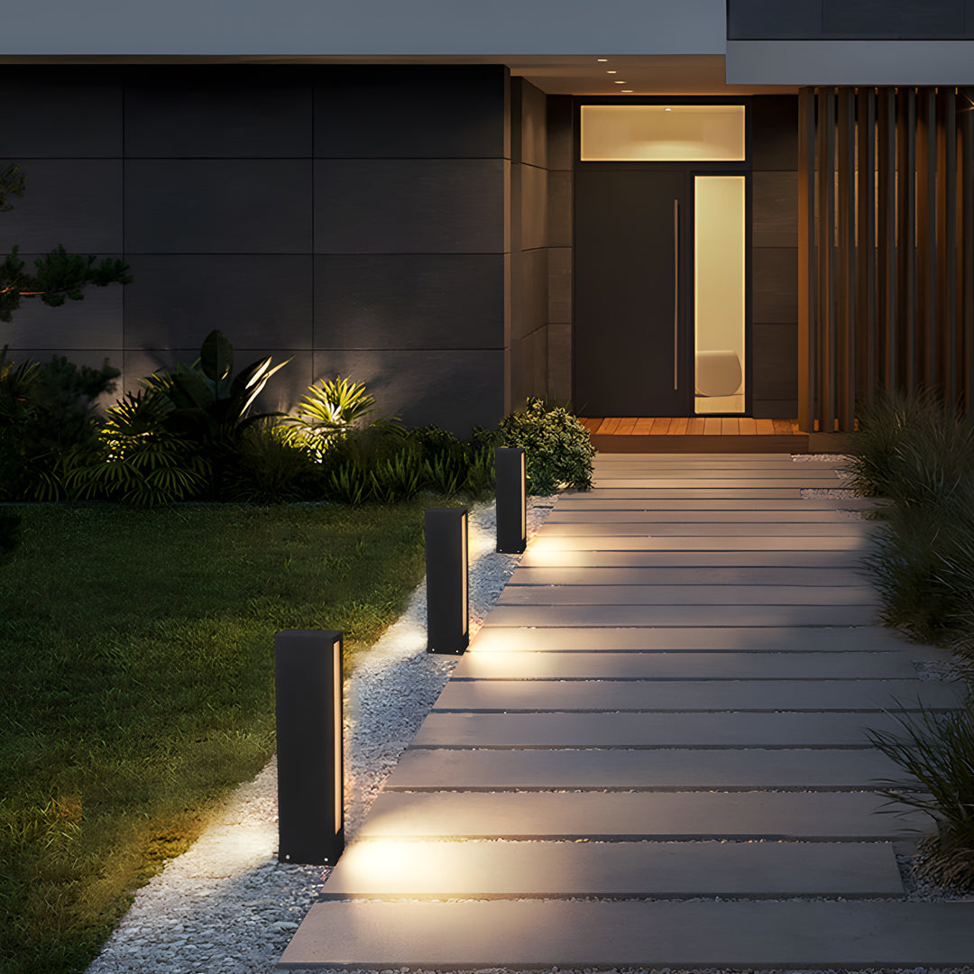 Modern Outdoor Bollard Light — Aluminum, LED, IP65 Weatherproof, 9.8"–23.6"