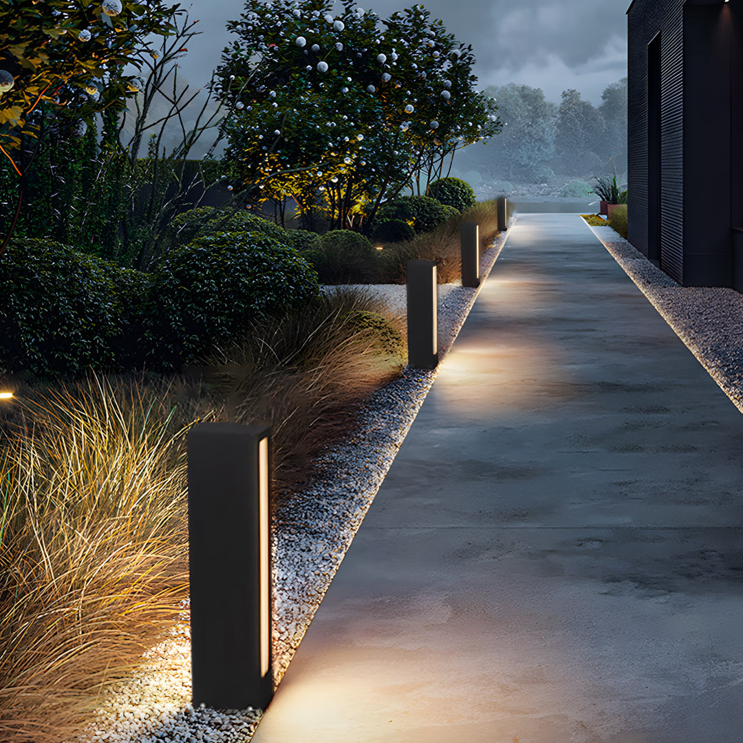 Modern Outdoor Bollard Light — Aluminum, LED, IP65 Weatherproof, 9.8"–23.6"