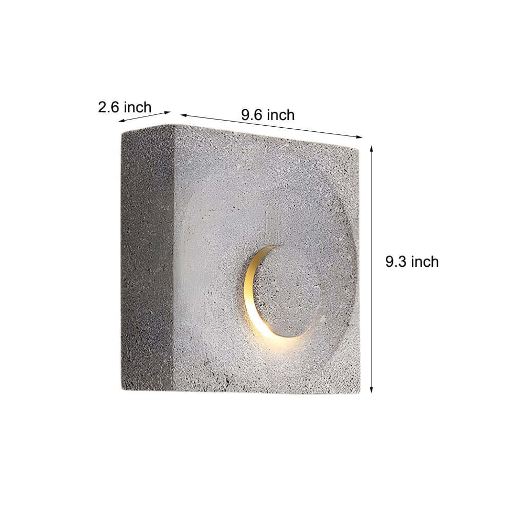 led wall light with frosted cement eclipse design